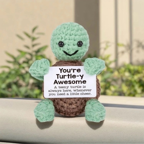 Handmade Crochet Emotional Support Sea Turtle “You’re Turtle-y Awesome” NEW - Picture 1 of 13